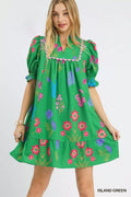 Umgee Multi Flower Print V-Neck Dress